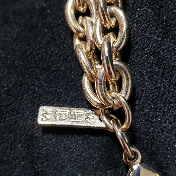 WHBM Gold Tone Bugle Link Purple Glass Bead Collar Necklace with Lobster Clasp - Picture 8 of 8